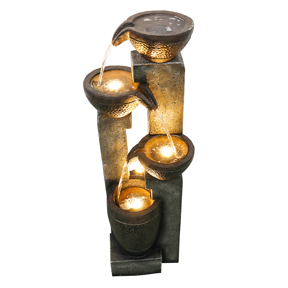 40" H Tiered Pots Garden Outdoor Fountain with Warm LED lights