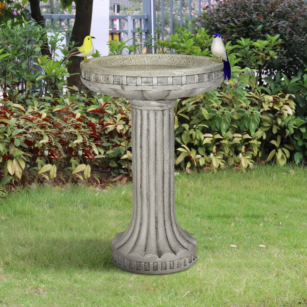 Outdoor Birdbath with Base - Round Garden Bird Pond for Playful Birds and Vibrant Atmosphere