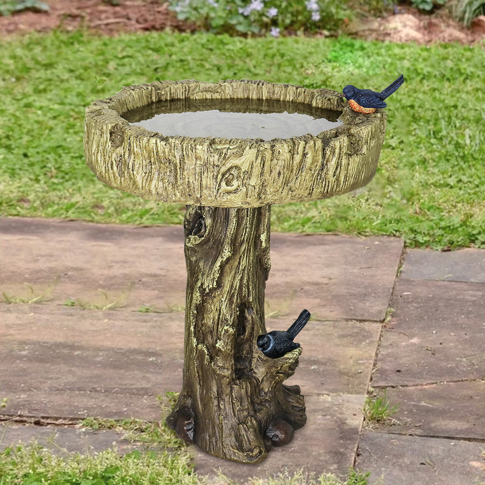 Outdoor Simulated Dendritic Birdbath for Garden, Yard, and Bird Play - Lifelike Tree Trunk Design