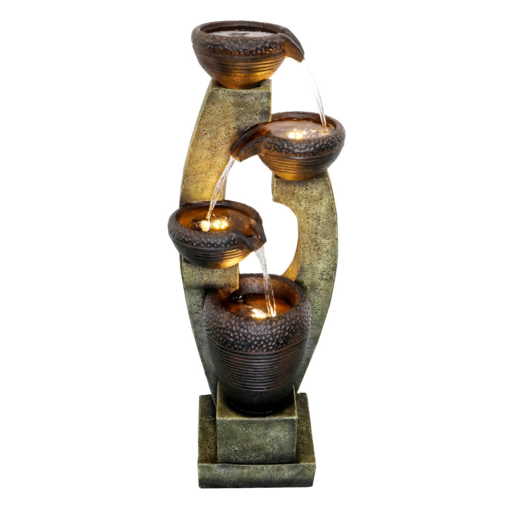 40"H Resin Tiered Fountain Outdoor Fountain with Warm LED light