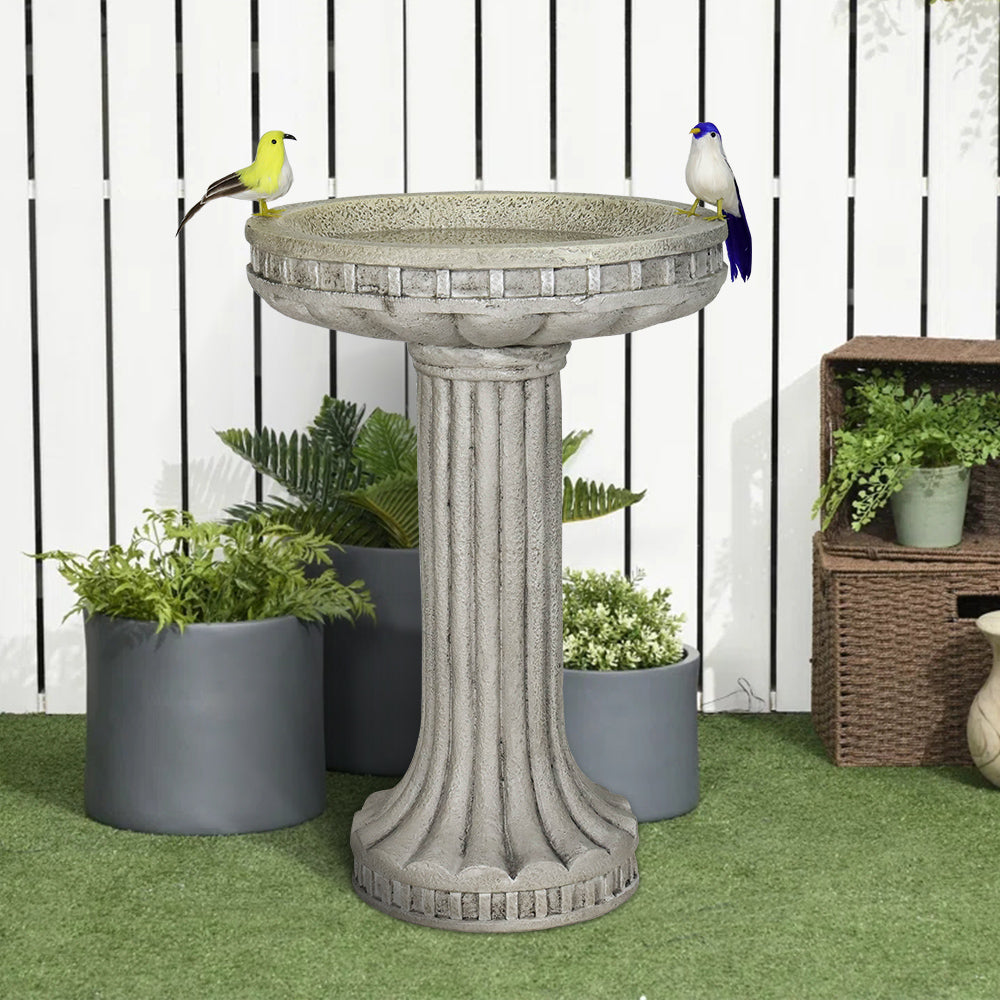 Outdoor Birdbath with Base - Round Garden Bird Pond for Playful Birds and Vibrant Atmosphere