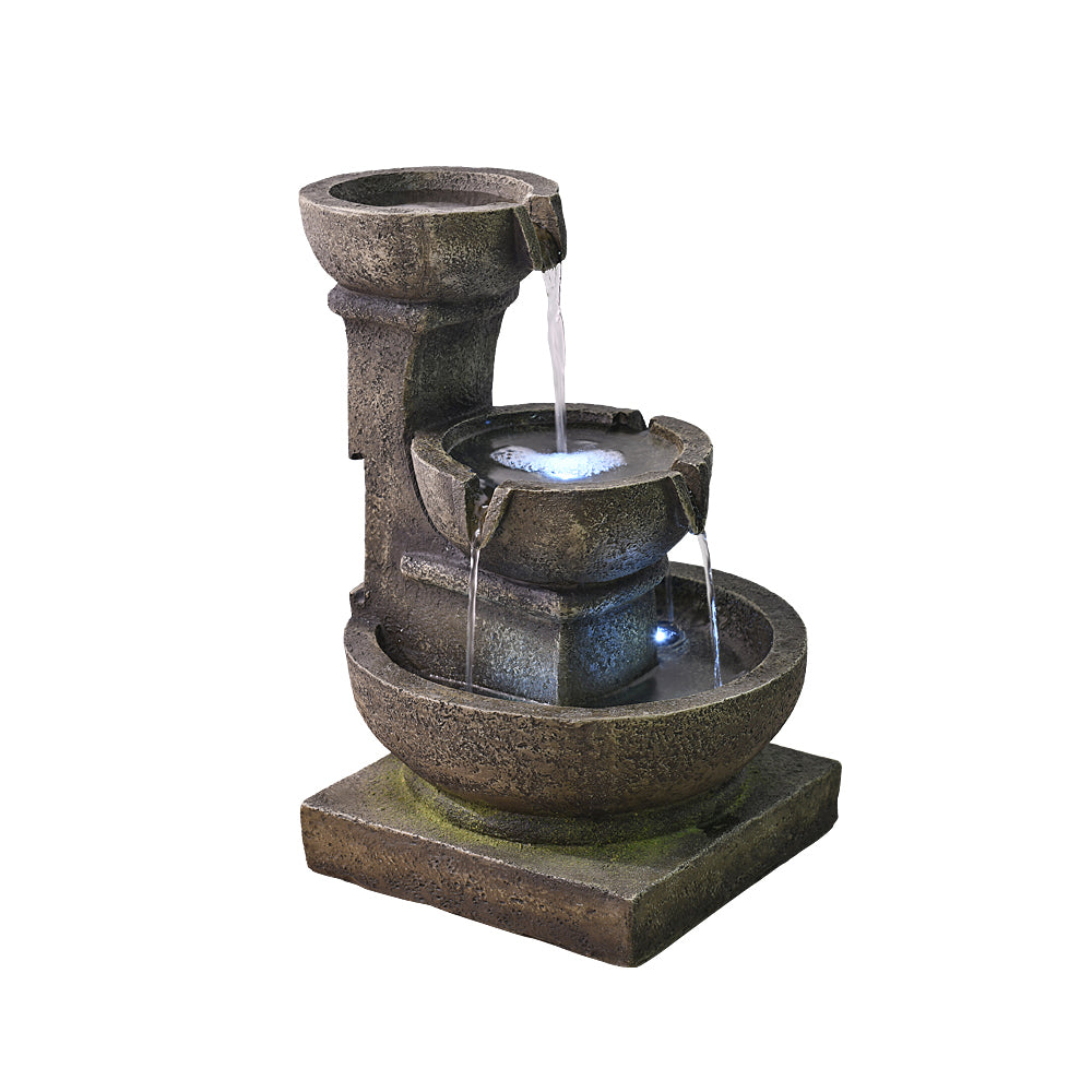 Outdoor Fountain with 3-Tier Design, Moss Effect, and Adjustable Water Pump