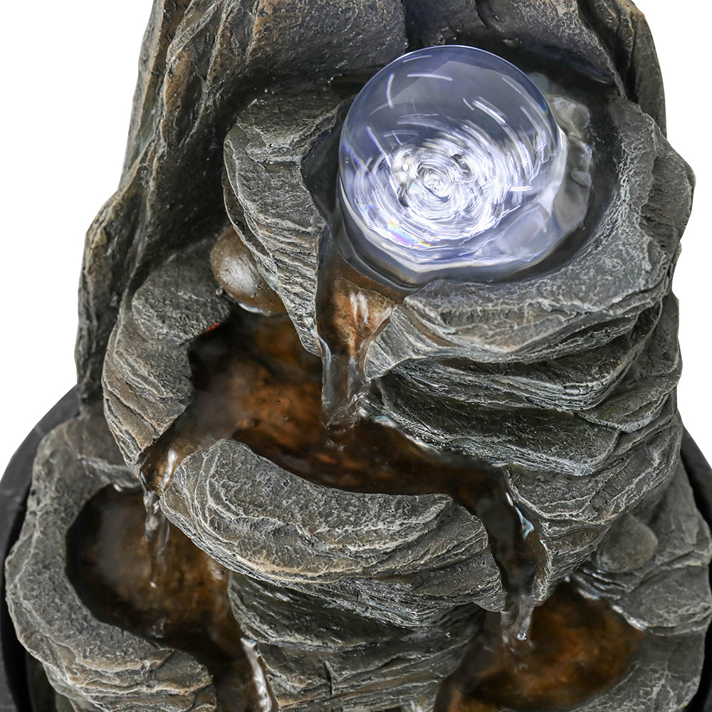 Resin Rock Indoor Tabletop Fountain with Glass Ball-9.8"H