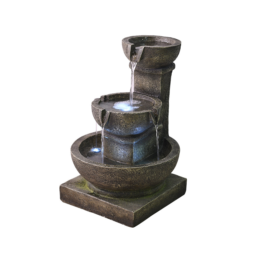 Outdoor Fountain with 3-Tier Design, Moss Effect, and Adjustable Water Pump