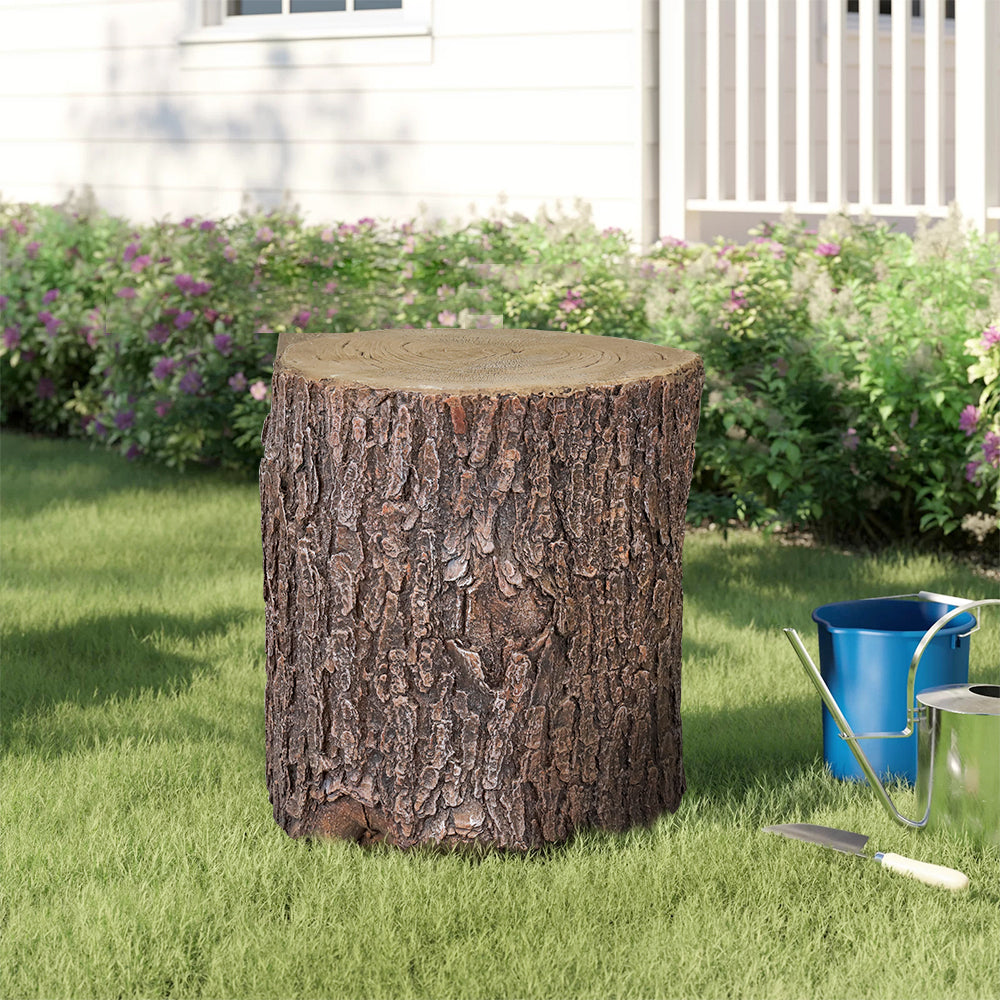 Outdoor Concrete Faux Oak Stump Statue - Functional Garden Decor and Table