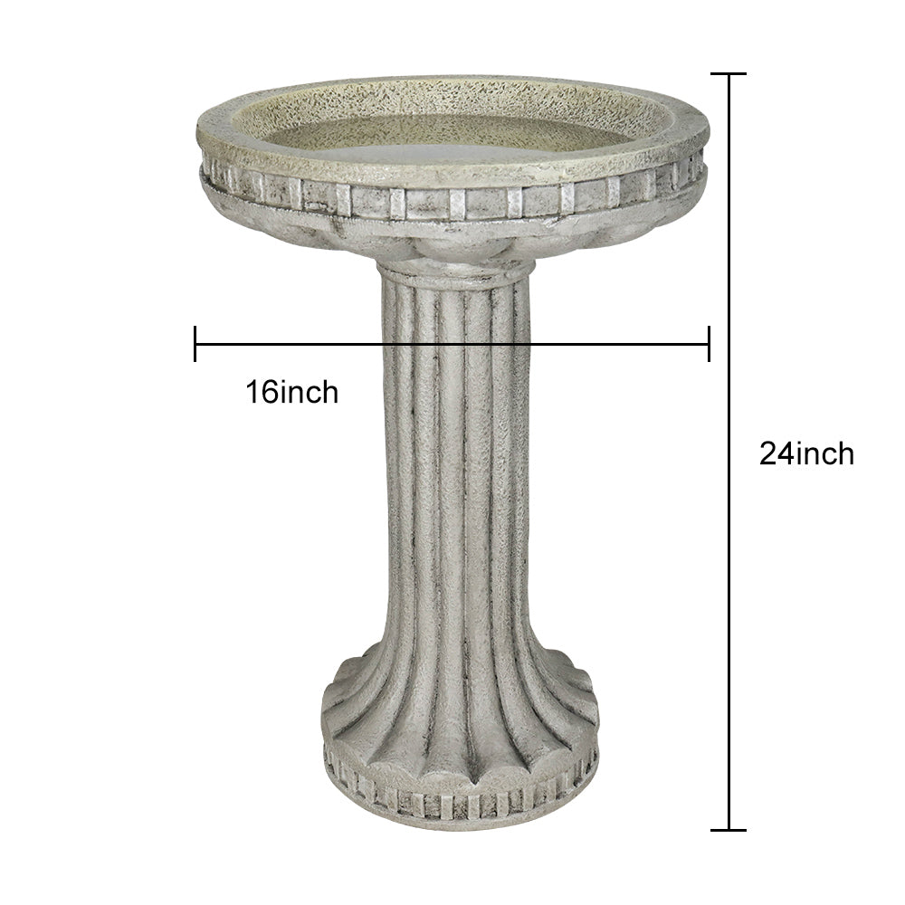 Outdoor Birdbath with Base - Round Garden Bird Pond for Playful Birds and Vibrant Atmosphere