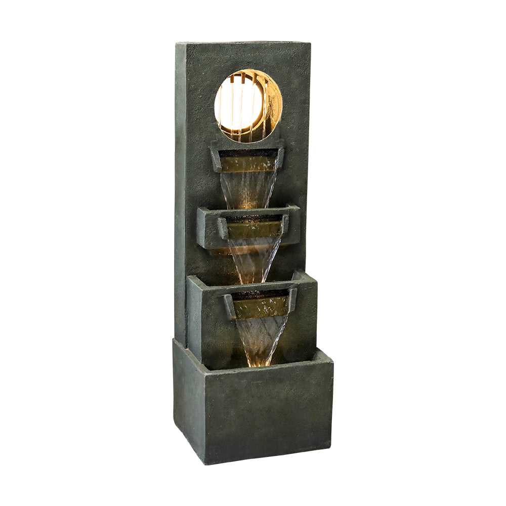 39.3"H-Tiered Designed Outdoor Fountain with LED Lights