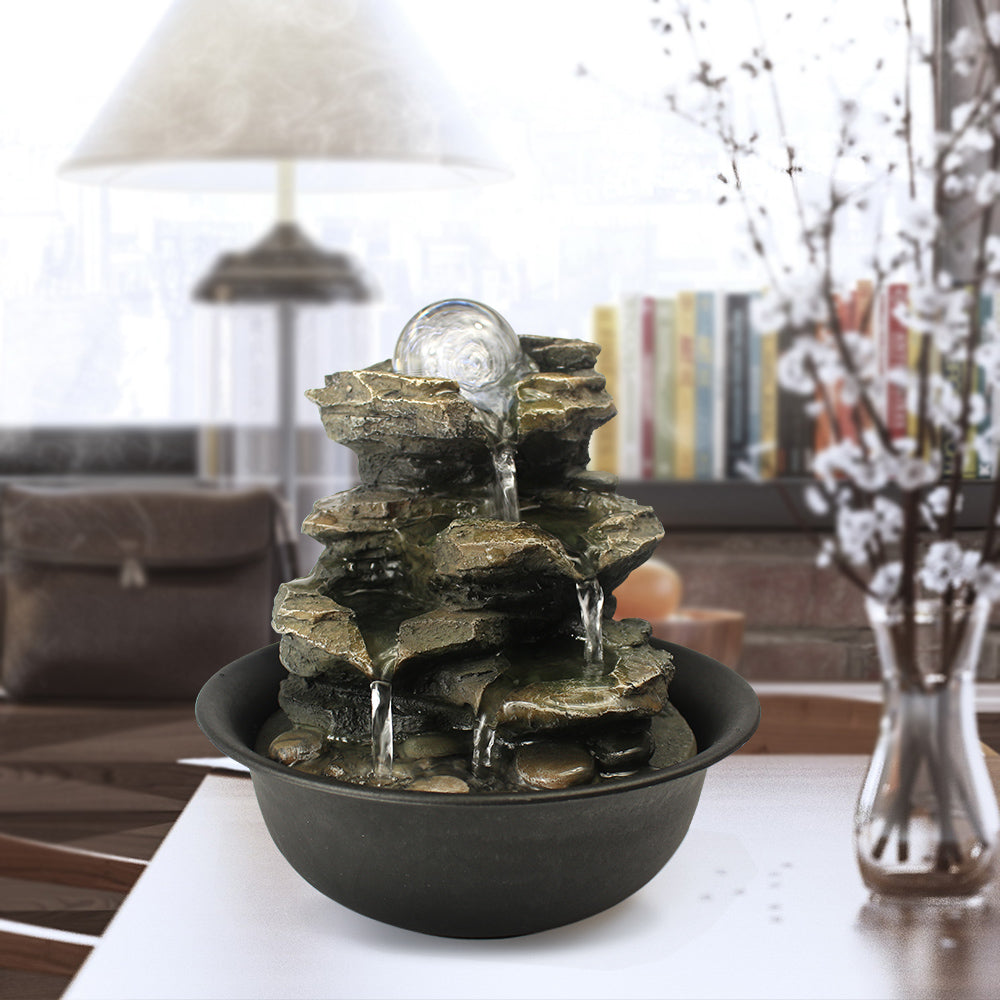 Rock Tabletop Indoor Fountain with LED Lights-8.3"H