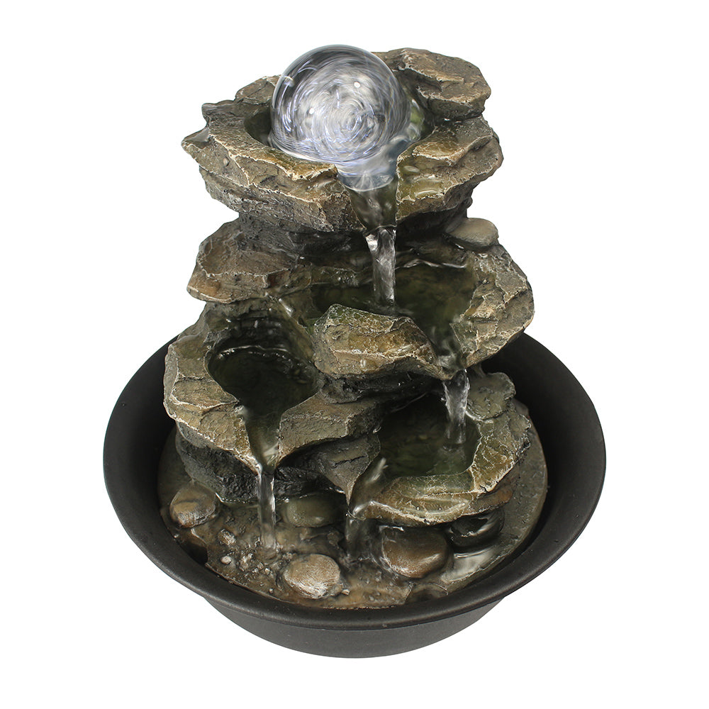 Rock Tabletop Indoor Fountain with LED Lights-8.3"H