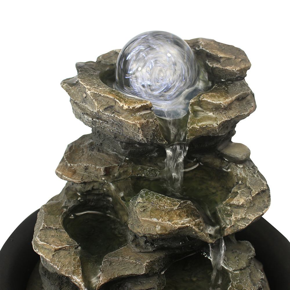 Rock Tabletop Indoor Fountain with LED Lights-8.3"H