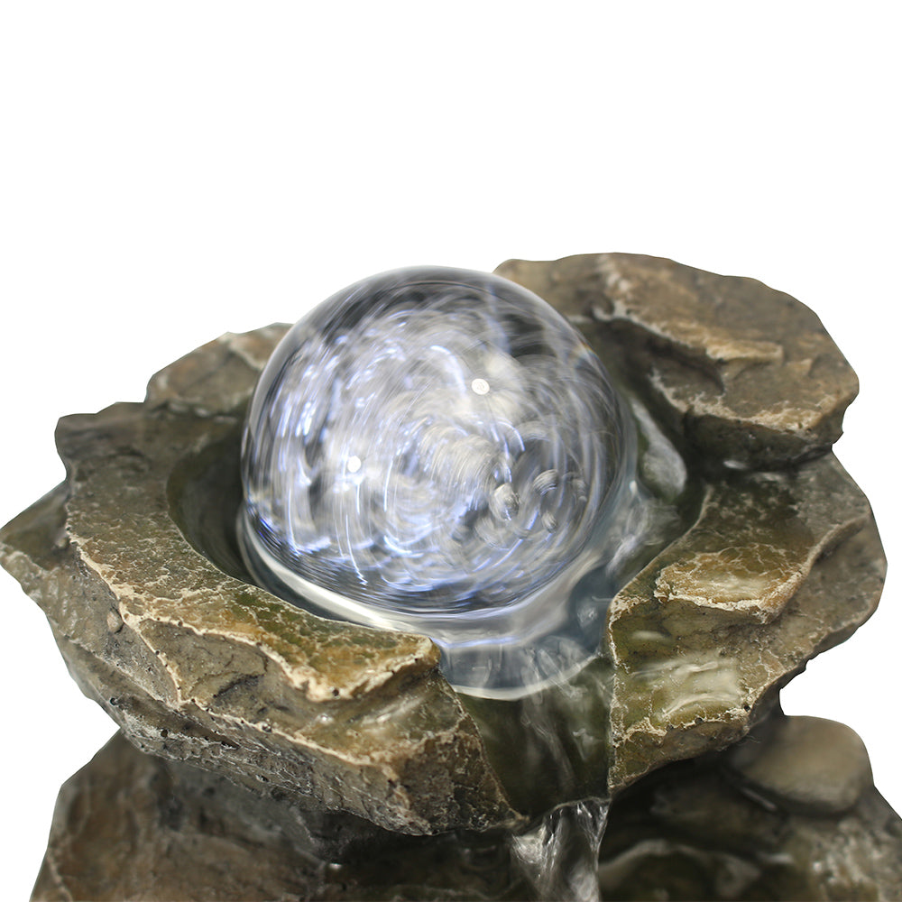 Rock Tabletop Indoor Fountain with LED Lights-8.3"H