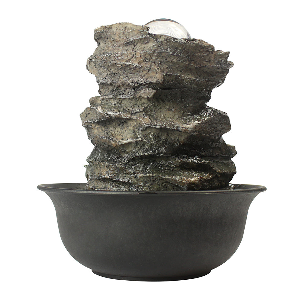 Rock Tabletop Indoor Fountain with LED Lights-8.3"H