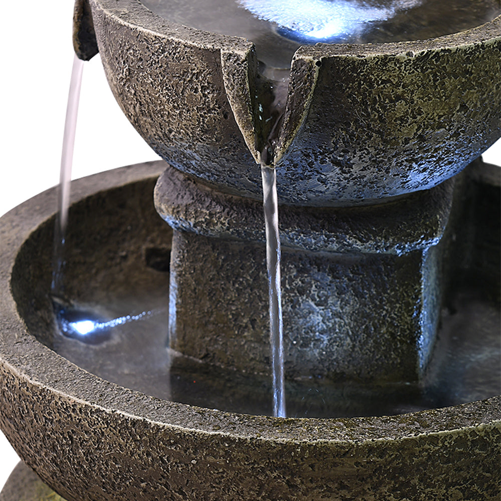 Outdoor Fountain with 3-Tier Design, Moss Effect, and Adjustable Water Pump